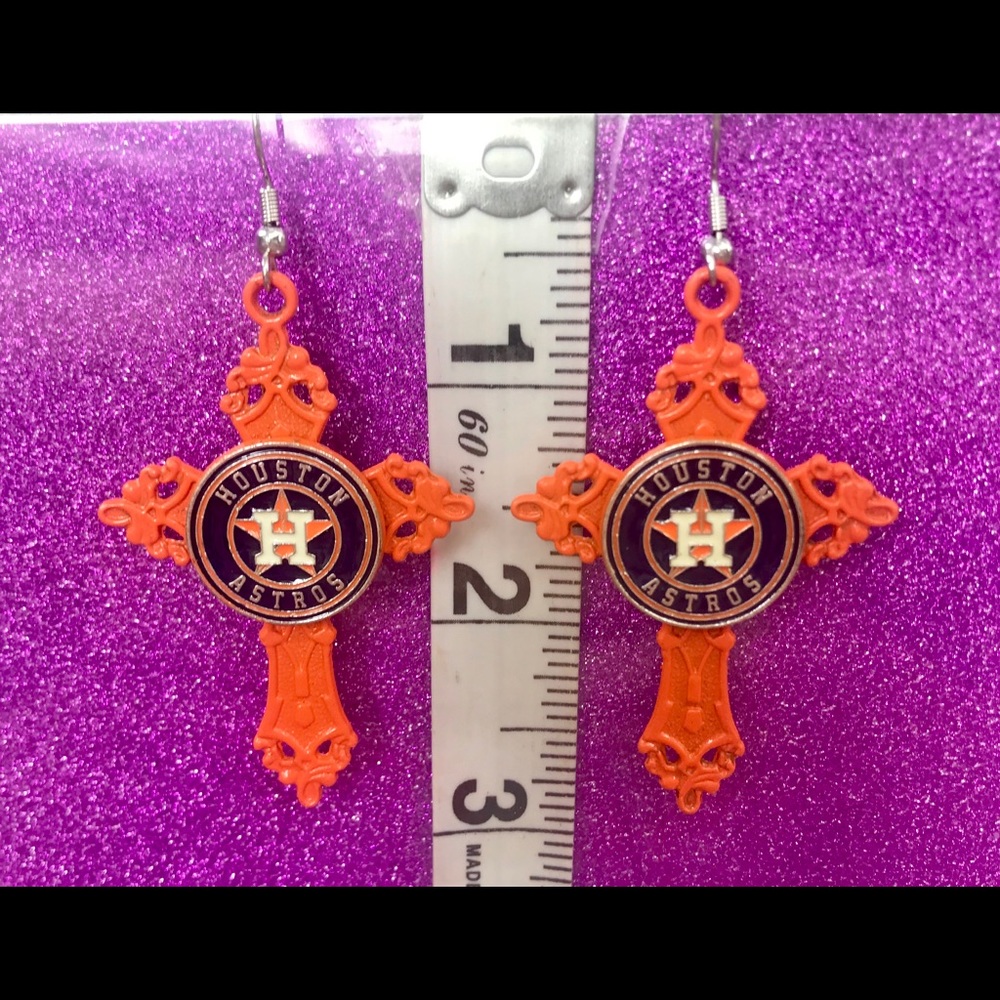 Designer Cross Orange Houston Astros earrings